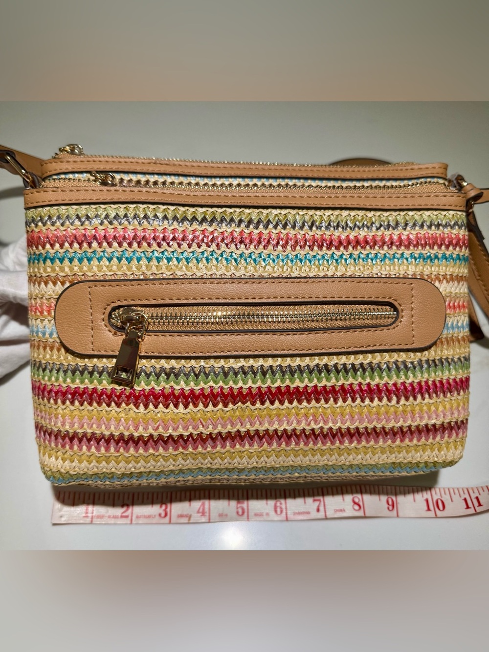 KELKY & KATIE Faux Straw Summer Crossbody, Multicolored